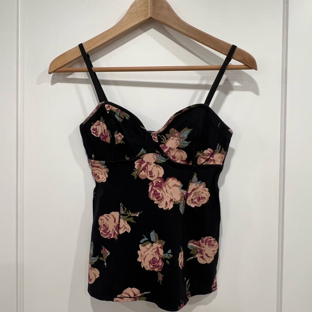 Floral Black and Pink Women's Top